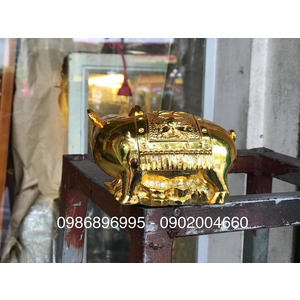 Tượng heo lưng phúc tài lộc mạ vàng 10cm