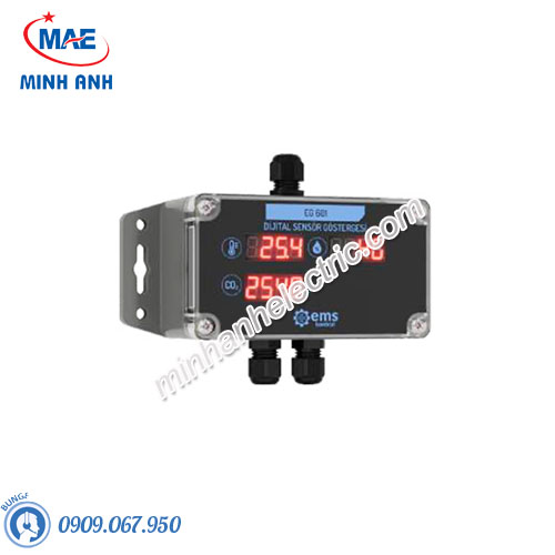 Cảm biến nhiệt độ, độ ẩm, khí CO2 gắn tường EMS EG-601