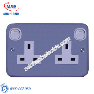 Bộ ổ cắm đôi 3 chấu 13A có công tắc, mặt kim loại-Series ESM - Model ESM25