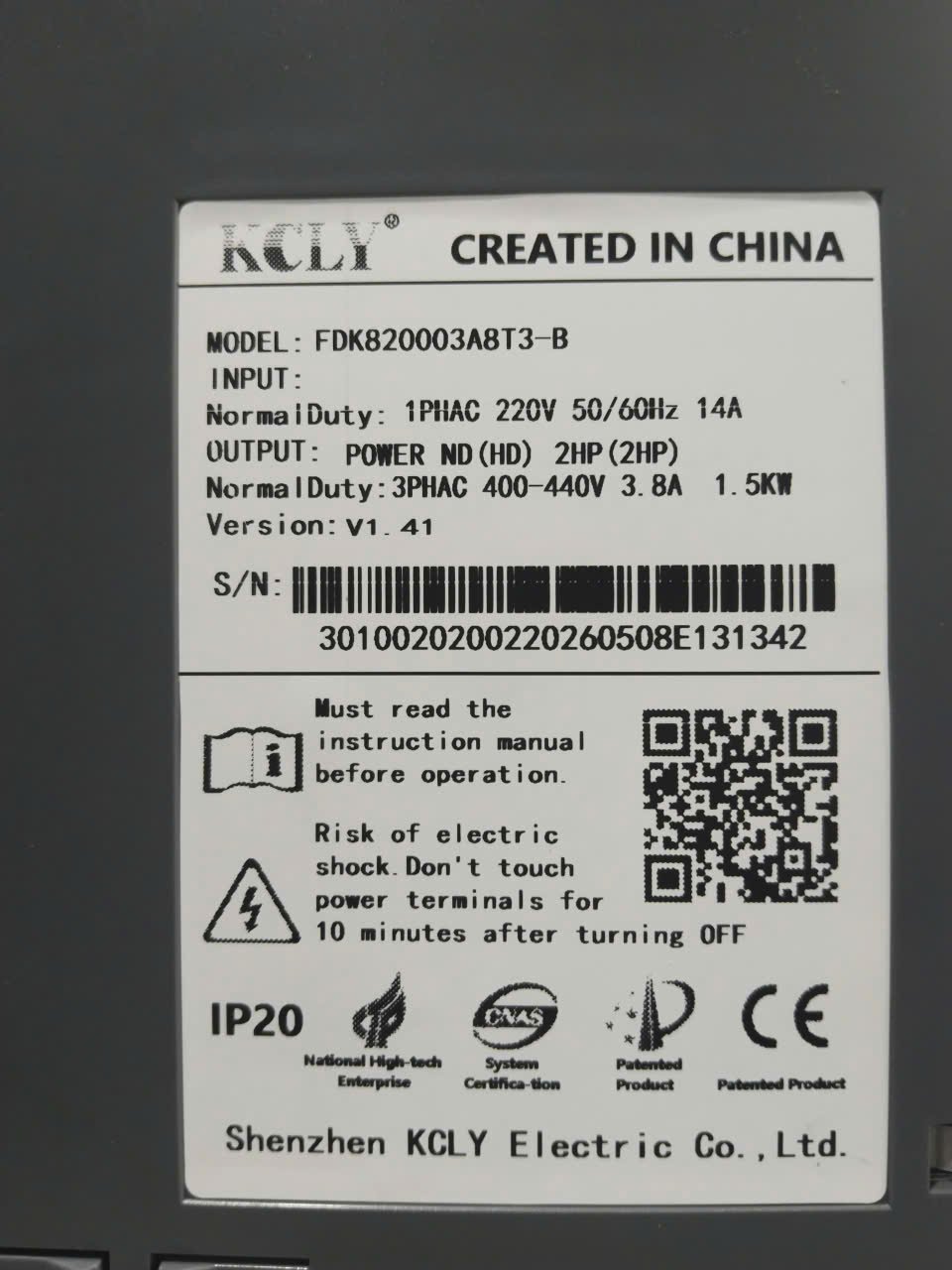 Biến tần KCLY , Biến tần KCLY FDK820, Biến tần KCLY FDK820003A8T4-B