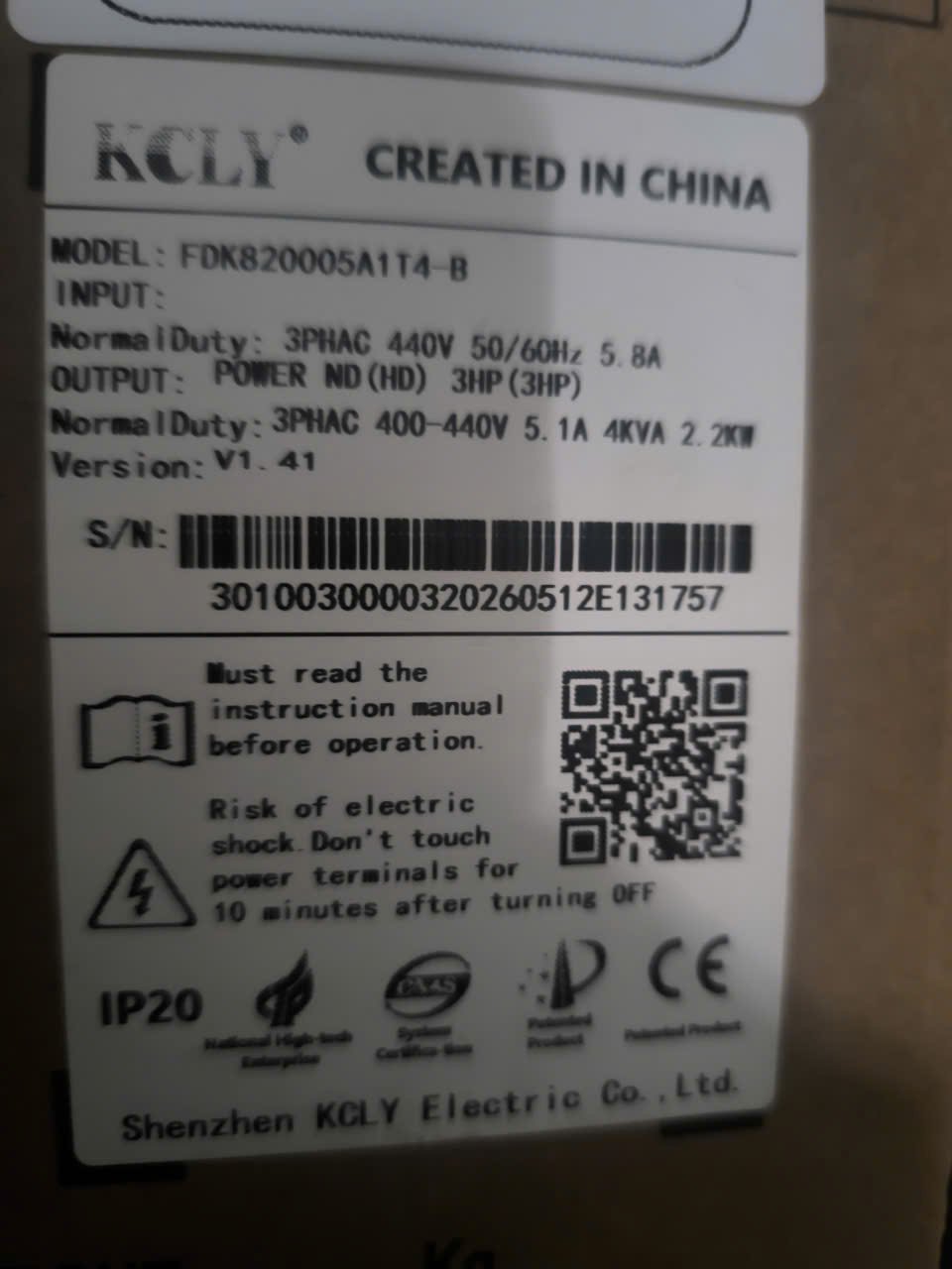 Biến tần KCLY 2.2KW 380V , Biến tần KCLY FDK820, Biến tần KCLY FDK820005A1T4-B