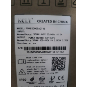 Biến tần KCLY 3.7KW 380V , Biến tần KCLY FDK820, Biến tần KCLY FDK820009A0T4-B