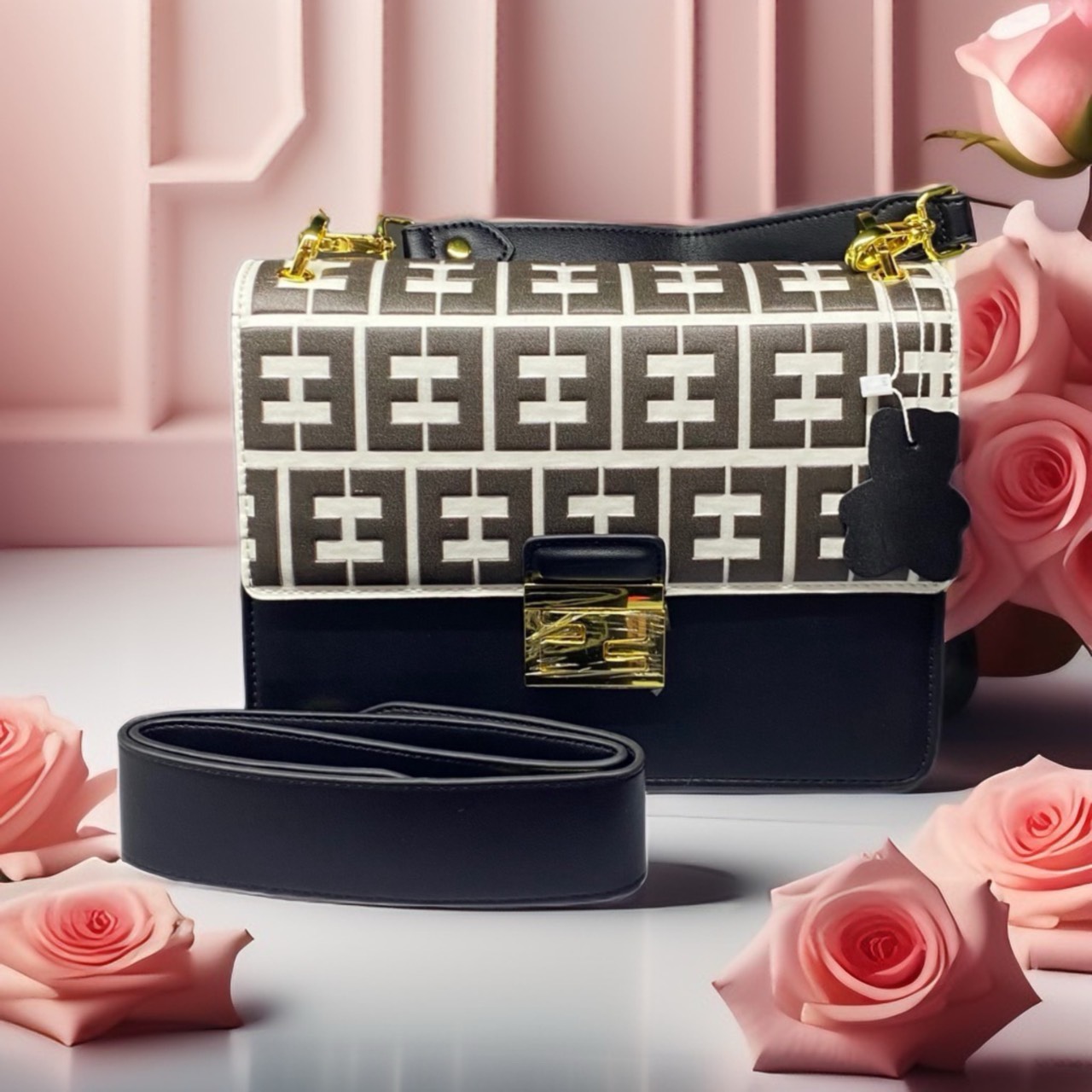 TÚI XÁCH NỮ /ĐEO CHÉO DA DẬP CHỮ NỔI MAXI CAN E FF2135