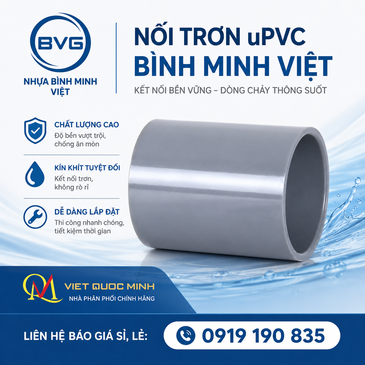 Nối trơn uPVC Bình Minh Việt BVG