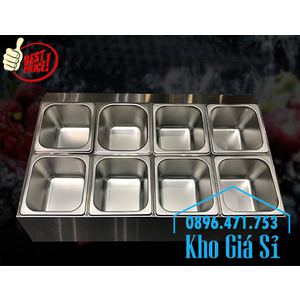 Thùng, Hộp inox 8 ngăn giữ lạnh thạch topping trà sữa