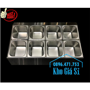 Thùng, Hộp inox 8 ngăn giữ lạnh thạch topping trà sữa