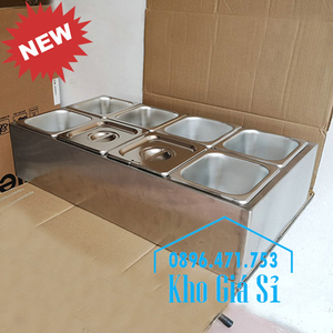 Thùng, Hộp inox 8 ngăn giữ lạnh thạch topping trà sữa