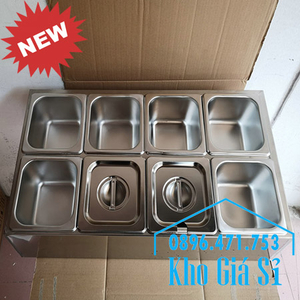 Thùng, Hộp inox 8 ngăn giữ lạnh thạch topping trà sữa