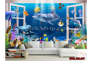 Gạch 3D đại dương giúp cho phòng khách của bạn thêm lộng lẫy