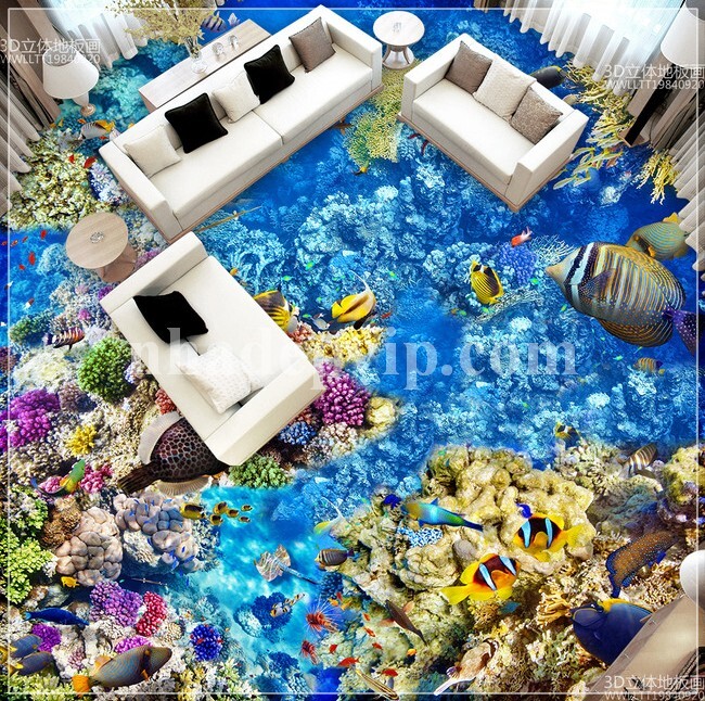 gạch 3d lát nền nhà tắm 
