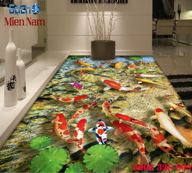 gạch 3d lát nền phòng khách