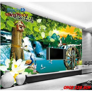 Gạch 3d ốp tường phòng khách TNM297
