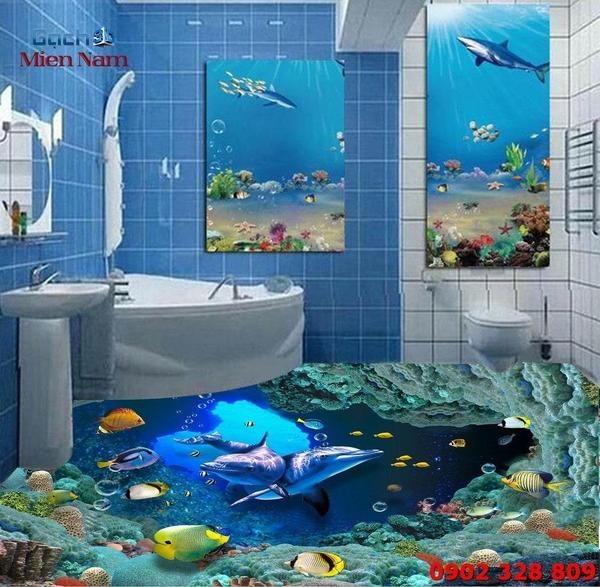 Gạch trang trí 3d phòng tắm