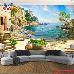 Gạch tranh 3d bãi biển đẹp BBM12