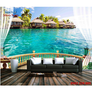 Gạch tranh 3d bãi biển đẹp BBM49