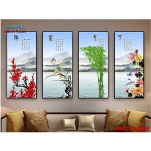 Gạch tranh 3d bộ tứ ốp tường BT70