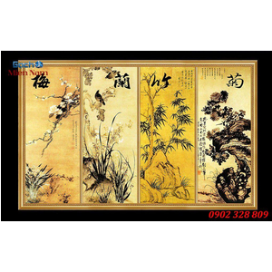 Gạch tranh 3d bộ tứ ốp tường BT73