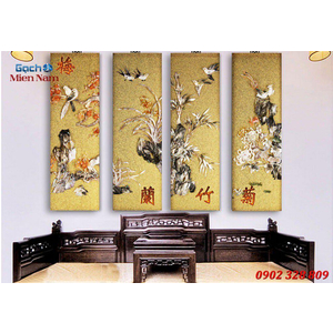 Gạch tranh 3d bộ tứ ốp tường BT77