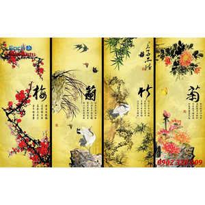 Gạch tranh 3d bộ tứ ốp tường BT78