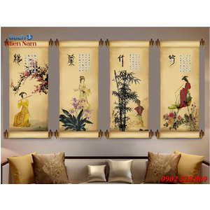 Gạch tranh 3d bộ tứ ốp tường BT86