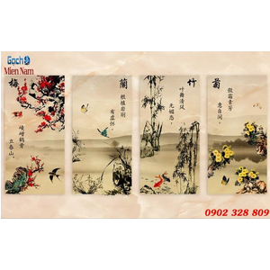 Gạch tranh 3d bộ tứ ốp tường BT88