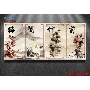 Gạch tranh 3d bộ tứ ốp tường BT90