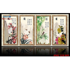 Gạch tranh 3d bộ tứ ốp tường BT91