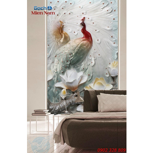 Gạch Tranh 3D Chim Công CCM56