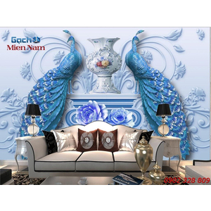 Gạch Tranh 3D Chim Công CCM96