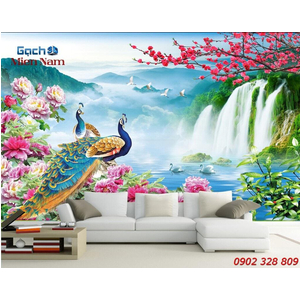 Gạch Tranh 3D Chim Công CCM98