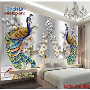 Gạch Tranh 3D Chim Công CCM103