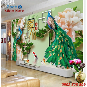 Gạch Tranh 3D Chim Công CCM61