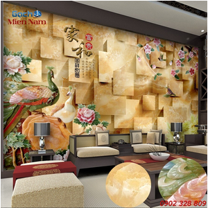 Gạch Tranh 3D Chim Công CCM63