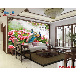 Gạch Tranh 3D Chim Công CCM68