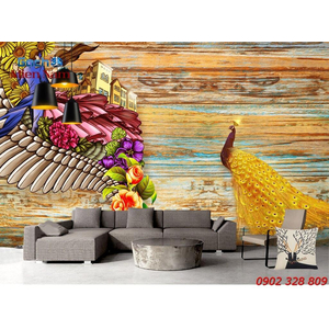Gạch Tranh 3D Chim Công CCM69