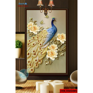 Gạch Tranh 3D Chim Công CCM13