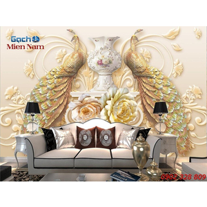 Gạch Tranh 3D Chim Công CCM74