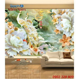 Gạch Tranh 3D Chim Công CCM83