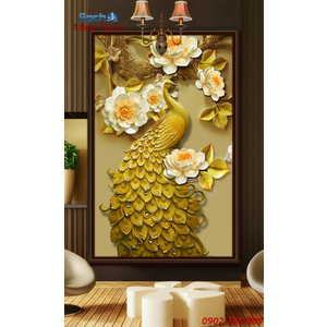 Gạch Tranh 3D Chim Công CCM10