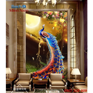 Gạch Tranh 3D Chim Công CCM19
