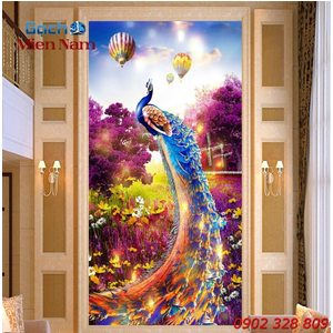 Gạch Tranh 3D Chim Công CCM21