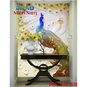 Gạch Tranh 3D Chim Công CCM60