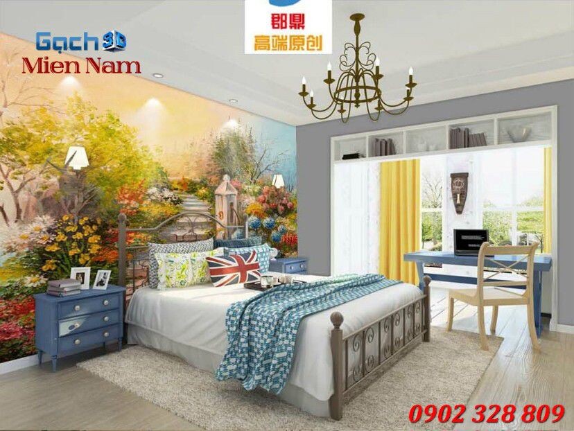 Gạch tranh 3D cho phòng ngủ ốp lát nhanh chóng Gạch tranh 3D cho phòng ngủ ốp lát nhanh chóng