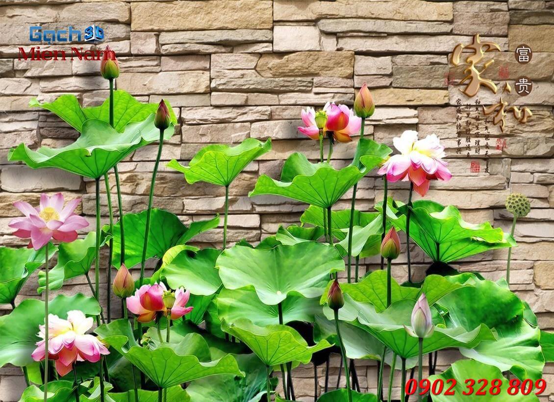 Gạch tranh 3d hoa sen 