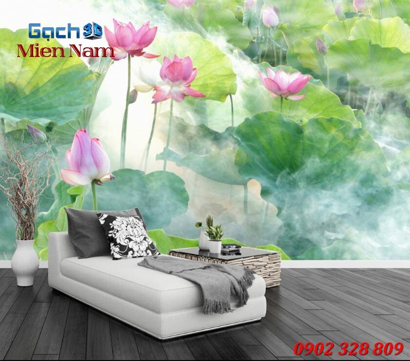 Gạch tranh 3d hoa sen