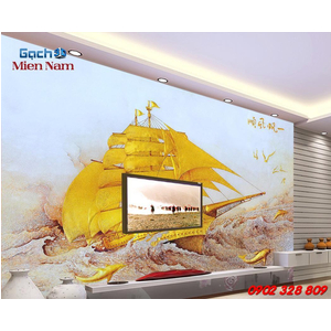 Gạch tranh 3d thuyền buồm TB18