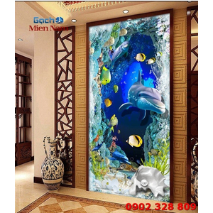 Gạch Tranh 3d Ốp tường Cá Heo TDD12