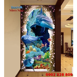 Gạch Tranh 3d Ốp tường Cá Heo TDD29
