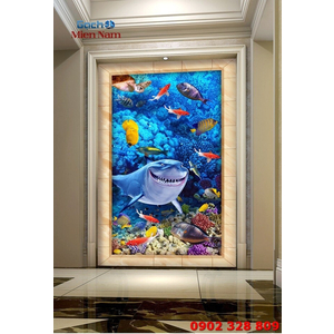 Gạch Tranh 3d Ốp tường Cá Heo TDD34