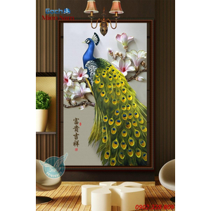 Gạch Tranh Chim Công CCM67